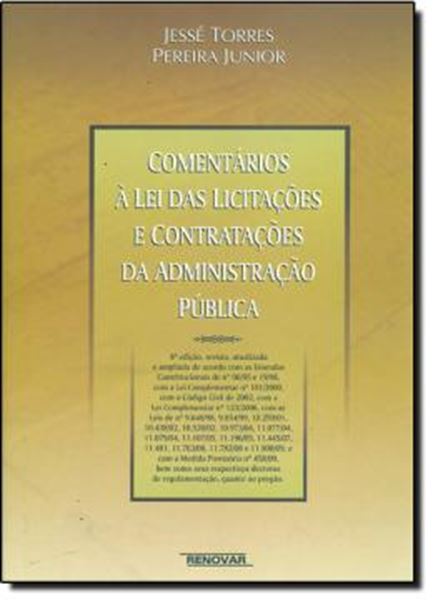 Picture of COMENTARIOS À LEI DAS LICITACOES E CONTRATACOES DA ADMINISTRACAO PUBLICA  8ª EDICAO