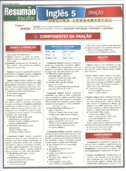 Picture of RESUMAO - INGLES 5 ORACAO
