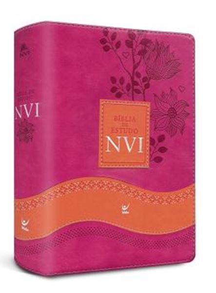 Picture of BIBLIA DE ESTUDO NVI - CAPA FEMININA - LUXO ROSA E LARANJA