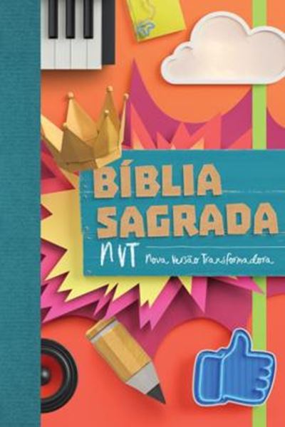 Picture of BIBLIA SAGRADA NVT - COLAGEM - LETRA NORMAL COM BROCURA E ORELHAS