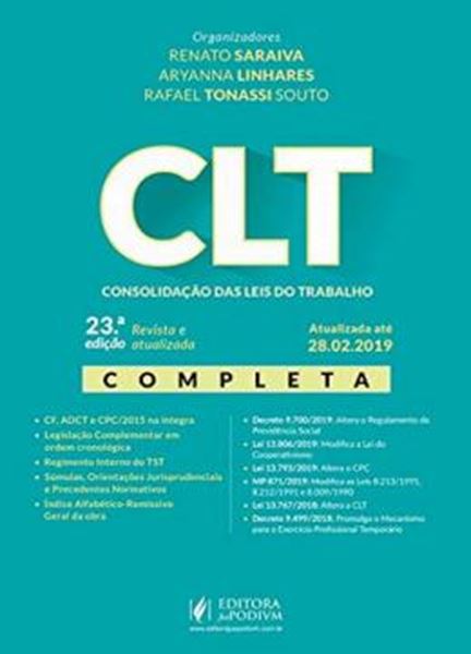 Picture of CLT - CONSOLIDACAO DAS LEIS DO TRABALHO - 23ª ED.