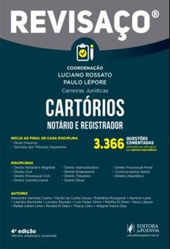 Imagem de CARTORIOS - NOTARIO E REGISTRADOR - 3.366 QUESTOES COMENTADAS, ALTERNATIVA POR ALTERNATIVAS POR AUTORES ESPECIALISTAS - 4ª ED