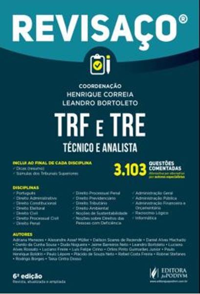 Picture of REVISACO - TRF E TRE - TECNICO E ANALISTA - 3.103 QUESTOES COMENTADAS, ALTERNATIVA POR ALTERNATIVA POR AUTORES ESPECIALISTAS - 6ª ED
