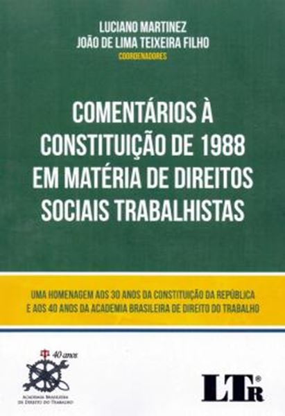 Picture of COMENTARIOS A CONSTITUICAO DE  1988 EM MATERIA DE DIREITOS SOCIAS TRABALHISTAS