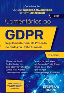 Imagem de COMENTARIOS AO REGULAMENTO GERAL DE PROTECAO DE DADOS DA UNIAO EUROPEIA - 3ª ED.