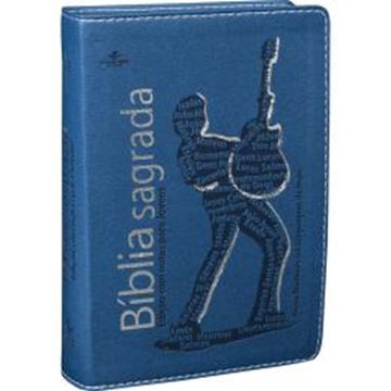 Imagem de BIBLIA SAGRADA EDICAO COM NOTAS PARA JOVENS - COURO SINTETICO AZUL COM PRATA