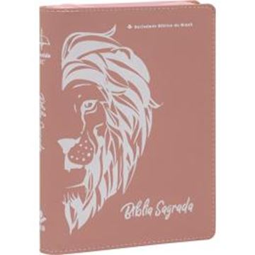 Imagem de BIBLIA LINHA OURO - LEAO, LETRA GRANDE, CAPA ROSA, INDICE IMPRESSO, BEIRA PINTADA E ZIPER
