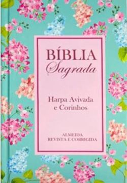 Imagem de BIBLIA GIGANTE CAPA DURA ARC COM HARPA  - FLORES TURQUESA