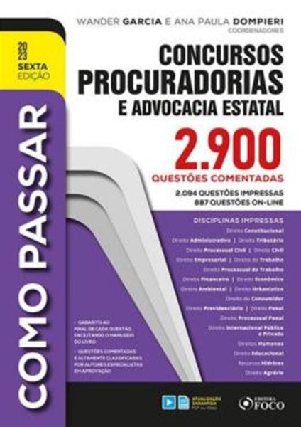 Picture of COMO PASSAR EM CONCURSOS DE PROCURADORIAS E ADVOCACIA ESTATAL - 2.900 QUESTOES COMENTADAS - 6ª ED - 2023