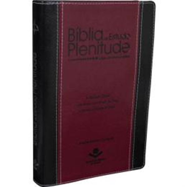 Picture of BIBLIA DE ESTUDO PLENITUDE - ALMEIDA REVISTA E CORRIGIDA - CAPA PRETA E VINHO