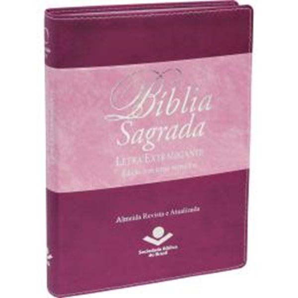 Picture of BIBLIA SAGRADA LETRA EXTRAGIGANTE COM INDICE - CAPA UVA E ROSA