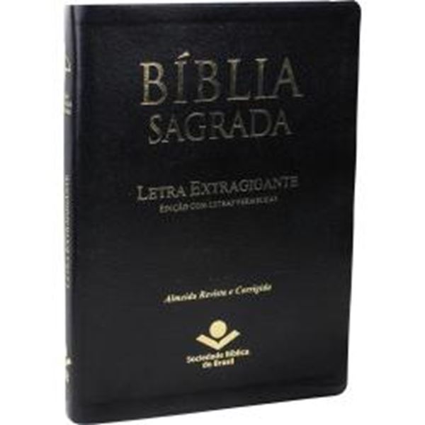 Picture of BIBLIA SAGRADA LETRA EXTRAGIGANTE COM INDICE DIGITAL - COURO BONDED PRETO