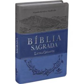 Imagem de BIBLIA SAGRADA LETRA GIGANTE - CAPA COURO SINTETICO TRIOTONE AZUL