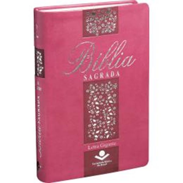 Picture of BIBLIA SAGRADA LETRA GIGANTE - COURO SINTETICO PINK COM BORDAS FLORIDAS