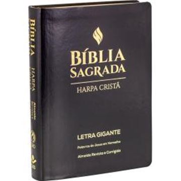 Imagem de BIBLIA SAGRADA LETRA GIGANTE COM HARPA CRISTA - APA EM COURO SINTETICO, PRETA