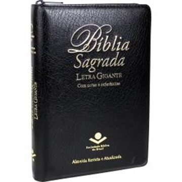 Imagem de BIBLIA SAGRADA LETRA GIGANTE COM INDICE E ZIPER - COURO SINTETICO PRETO