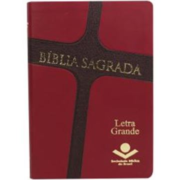 Imagem de BIBLIA SAGRADA LETRA GRANDE - CAPA COURO SINTETICO VERMELHA E MARROM ESCURO