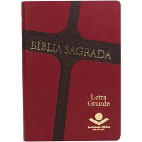 Picture of BIBLIA SAGRADA LETRA GRANDE - CAPA COURO SINTETICO VERMELHA E MARROM ESCURO