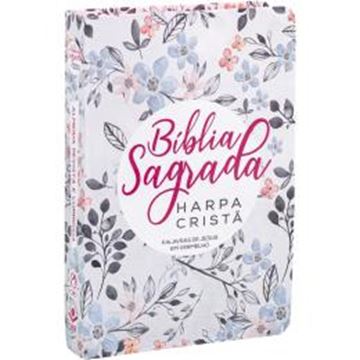 Imagem de BIBLIA SAGRADA LETRA GRANDE COM HARPA CRISTA - CAPA SEMIFLEXIVEL ILUSTRADA, FLORAL