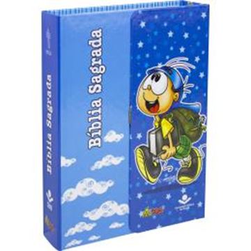 Imagem de BIBLIA SAGRADA LETRA MAIOR MIG & MEG - CAPA AZUL COM ESTRELAS
