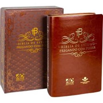 Imagem de BIBLIA DE ESTUDO PREGANDO COM PODER - CAPA MARROM NOBRE