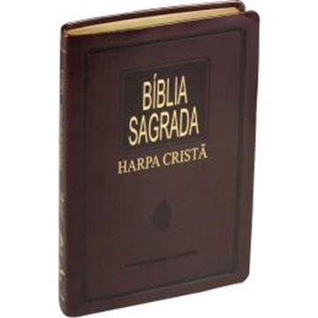 Imagem de BIBLIA SAGRADA COM HARPA CRISTA - CAPA DE COURO SINTETICO MARROM NOBRE
