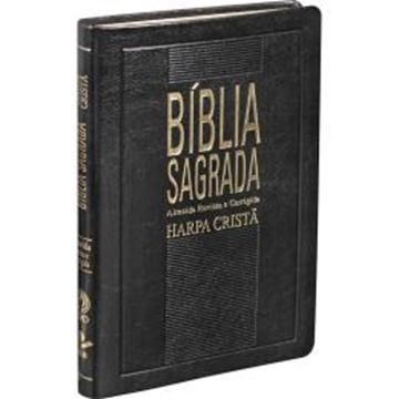 Imagem de BIBLIA SAGRADA COM HARPA CRISTA - CAPA DE COURO SINTETICO PRETA