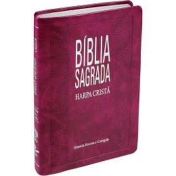 Imagem de BIBLIA SAGRADA COM HARPA CRISTA - CAPA DE COURO SINTETICO PURPURA NOBRE