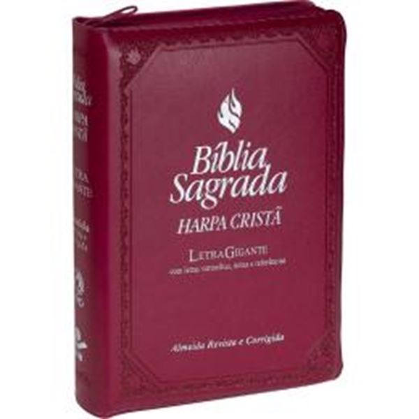 Picture of BIBLIA SAGRADA LETRA GIGANTE COM HARPA CRISTA - CAPA COURO SINTETICO ROSA COM ZIPER