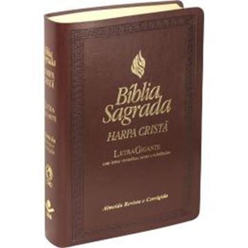 Imagem de BIBLIA SAGRADA LETRA GIGANTE COM HARPA CRISTA - COURO SINTETICO MARROM ESCURO