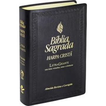 Imagem de BIBLIA SAGRADA LETRA GIGANTE COM HARPA CRISTA - COURO SINTETICO PRETA
