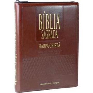 Imagem de BIBLIA SAGRADA LETRA GIGANTE COM HARPA CRISTA E INDICE - COURO SINTETICO MARROM E ZIPER