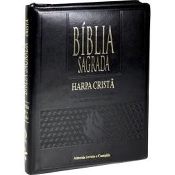 Imagem de BIBLIA SAGRADA LETRA GIGANTE COM HARPA CRISTA E INDICE - COURO SINTETICO PRETO E ZIPER