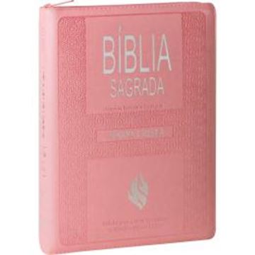 Imagem de BIBLIA SAGRADA LETRA GIGANTE COM HARPA CRISTA E INDICE - COURO SINTETICO ROSA CLARO E ZIPER