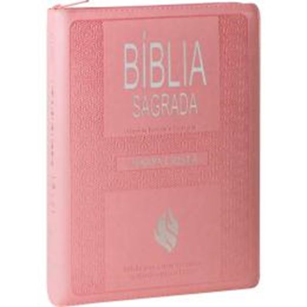 Picture of BIBLIA SAGRADA LETRA GIGANTE COM HARPA CRISTA E INDICE - COURO SINTETICO ROSA CLARO E ZIPER