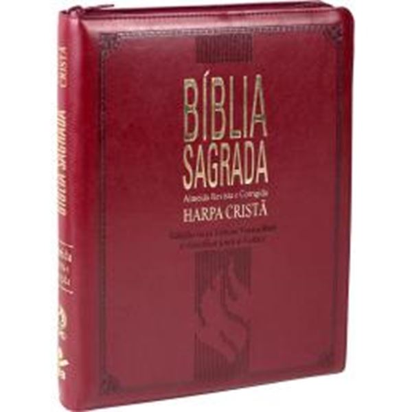 Picture of BIBLIA SAGRADA LETRA GIGANTE COM HARPA CRISTA E INDICE - COURO SINTETICO VINHO E ZIPER