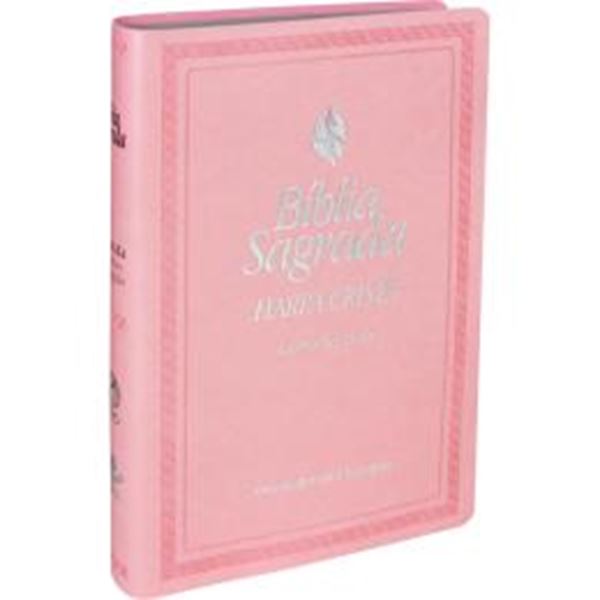 Picture of BIBLIA SAGRADA LETRA GRANDE COM HARPA CRISTA - CAPA COURO SINTETICO ROSA CLARO