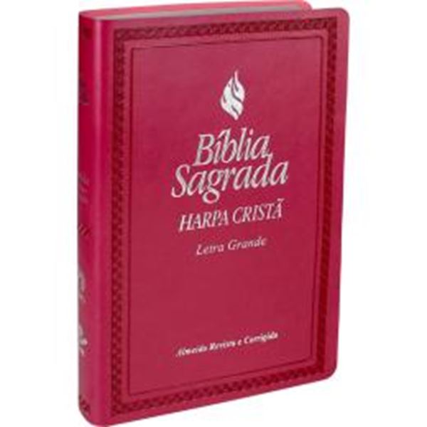 Picture of BIBLIA SAGRADA LETRA GRANDE COM HARPA CRISTA - CAPA COURO SINTETICO ROSA ESCURO