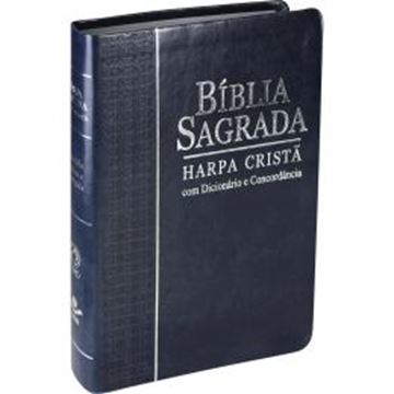 Imagem de BIBLIA SAGRADA LETRA GRANDE COM HARPA CRISTA - COURO SINTETICO AZUL