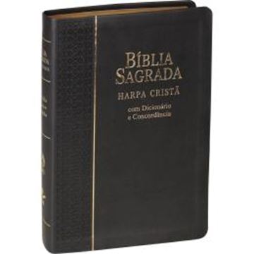 Imagem de BIBLIA SAGRADA LETRA GRANDE COM HARPA CRISTA - COURO SINTETICO PRETA
