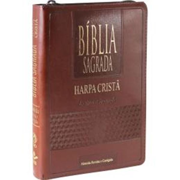 Picture of BIBLIA SAGRADA LETRA GRANDE COM HARPA CRISTA E INDICE - CAPA COURO SINTETICO MARROM ESCURO COM ZIPER