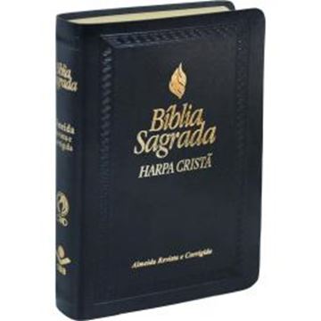 Imagem de BIBLIA SAGRADA LETRA MAIOR COM HARPA CRISTA E FONTE DE BENCAOS - CAPA COURO SINTETICO PRETA