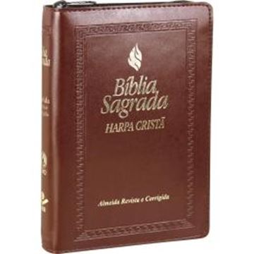 Imagem de BIBLIA SAGRADA LETRA MAIOR COM HARPA CRISTA E FONTE DE BENCAOS - CAPA MARROM ESCURO