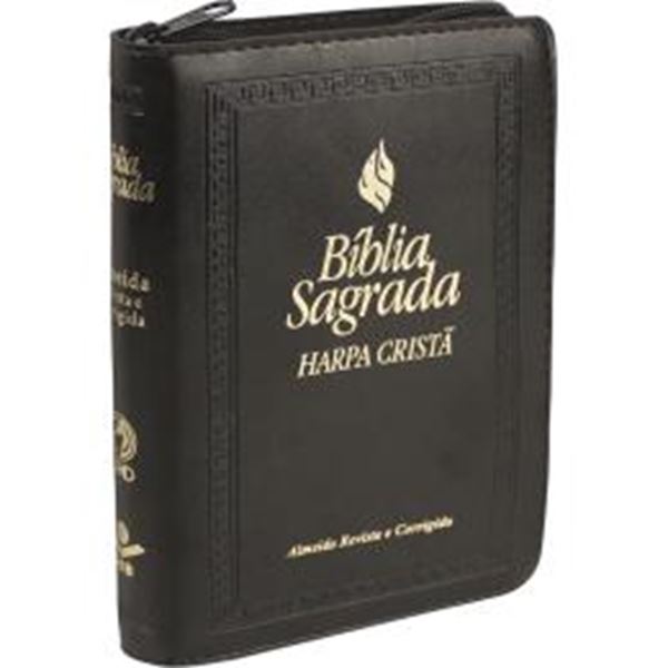 Picture of BIBLIA SAGRADA LETRA MAIOR COM HARPA CRISTA E FONTE DE BENCAOS - CAPA PRETA COM ZIPER