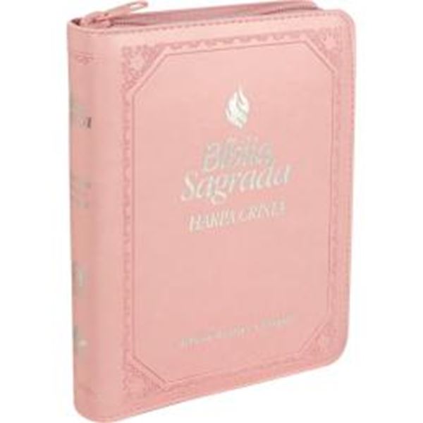 Picture of BIBLIA SAGRADA LETRA MAIOR COM HARPA CRISTA E FONTE DE BENCAOS - CAPA ROSA CLARO COM ZIPER