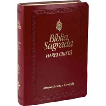 Imagem de BIBLIA SAGRADA LETRA MAIOR COM HARPA CRISTA E FONTE DE BENCAOS - CAPA VINHO