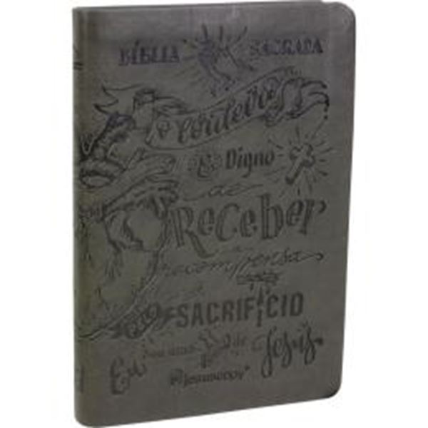 Picture of BIBLIA SAGRADA - CAPA ILUSTRADA LETTERING CINZA