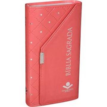 Imagem de BIBLIA SAGRADA CARTEIRA - COURO SINTETICO PESSEGO COM BRILHOS