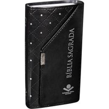 Imagem de BIBLIA SAGRADA CARTEIRA - COURO SINTETICO PRETO COM BRILHOS