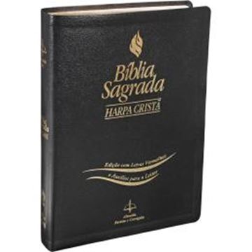 Imagem de BIBLIA SAGRADA COM HARPA CRISTA - COURO BONDED PRETA